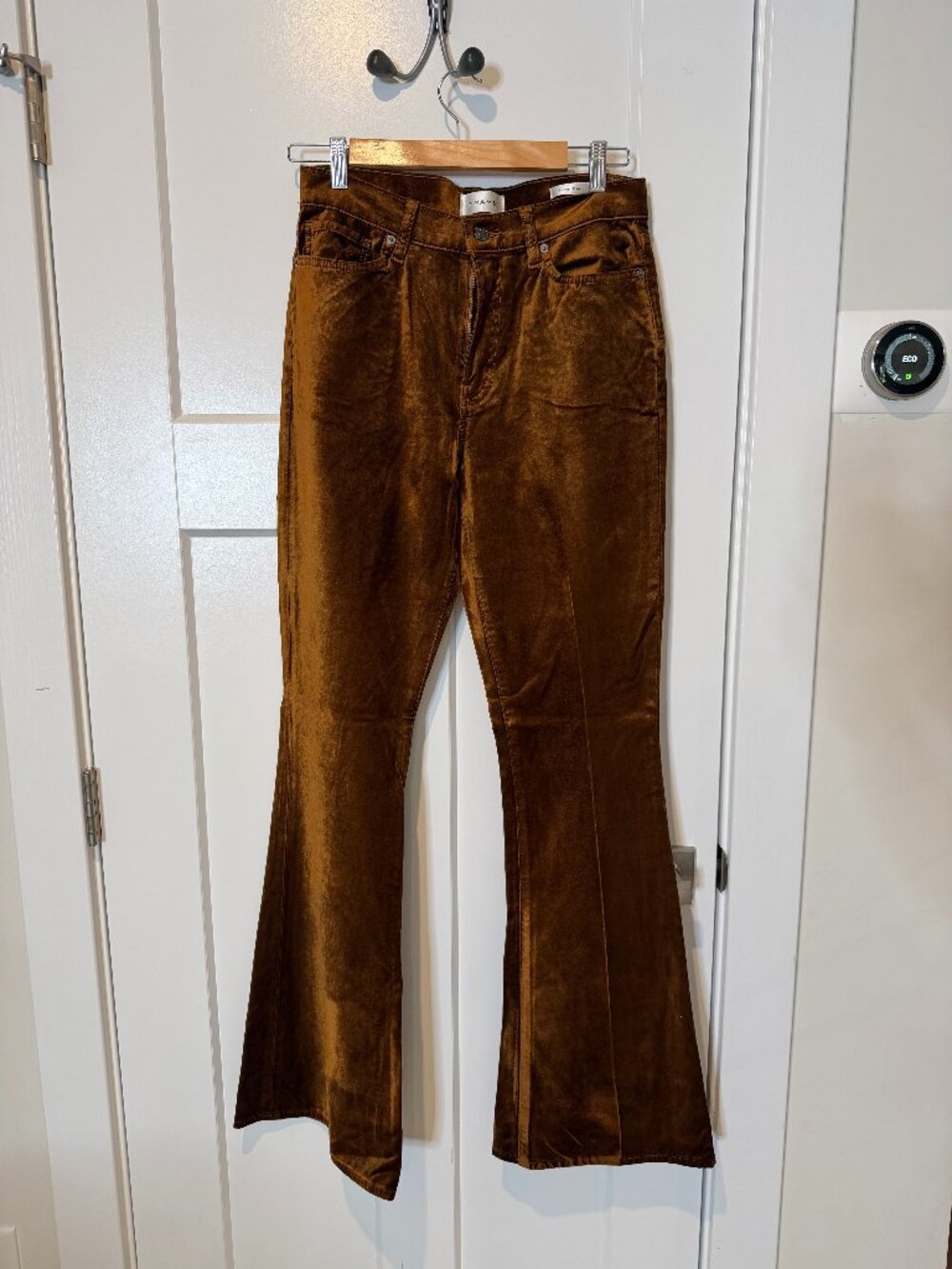 Frame Flared Bronze Velvet Pants Size 29 NWOT